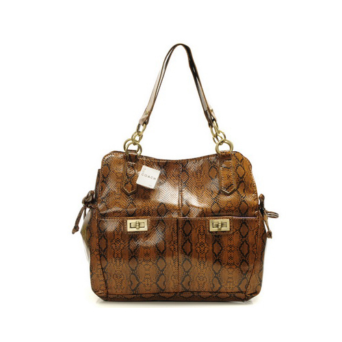 Coach Embossed Lock Medium Brown Totes DYH - Click Image to Close